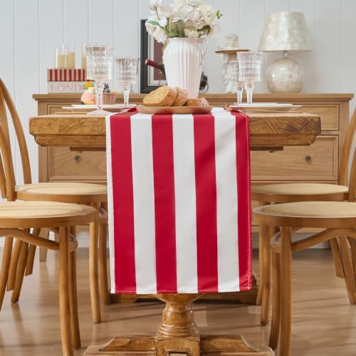 SoarDream Red & White Striped Waterproof Table Runner 13x72 Inch - 4 Pack Holiday Decor
