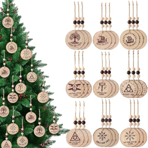 Viking Yule Ornaments Set of 27 Wooden Pagan Christmas Decorations
