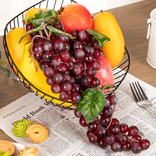 Lifelike Artificial Red Grapes - 4 Bunches for Decor & Crafts