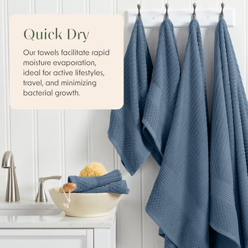 6-Piece 100% Cotton Towel Set, Textured Absorbent Bathroom Towels