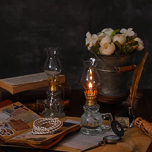 Vintage Glass Kerosene Oil Lamps - 6 Pack Clear Hurricane Lanterns with Wick