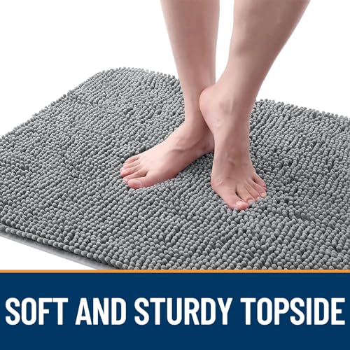 OLANLY Dog Door Mat for Muddy Paws, 30x20 Super Absorbent Chenille Grey