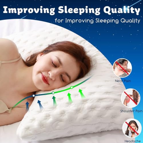 KUCEY Cooling Curved Memory Foam Side Sleeper Pillow for Neck Pain