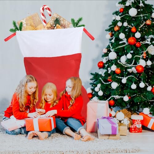 Giant Felt Christmas Stocking - 43 Inch Oversized Holiday Decor for Fireplace & Gifts