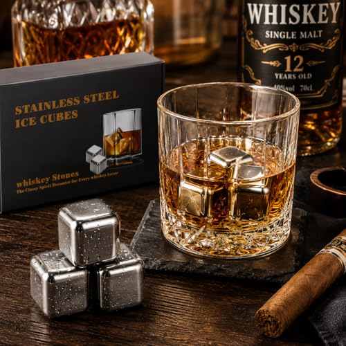 Reusable Stainless Steel Ice Cubes 6 Pack for Whiskey & Cocktails