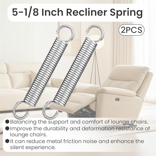 5-1/8 Inch Stainless Steel Recliner Tension Spring Replacement, 2 Pack