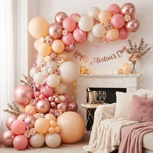 65pcs 12-Inch Pink and Rose Gold Balloon Set for Parties