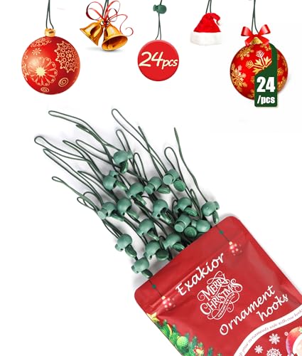 Green Nylon Christmas Ornament Hooks with Spring Clips - Reusable
