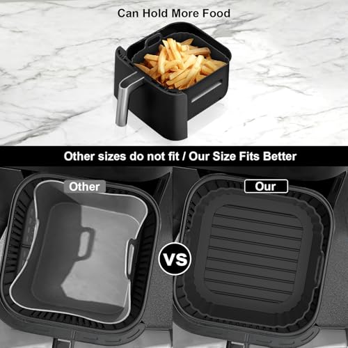 Reusable Square Silicone Air Fryer Liners 2-Pack (8.5 Inch for 5-6.5 QT)