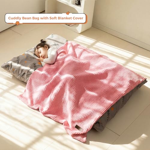 Kids 3-in-1 Convertible Bean Bag Chair & Floor Sofa Lounger, Corduroy Cover