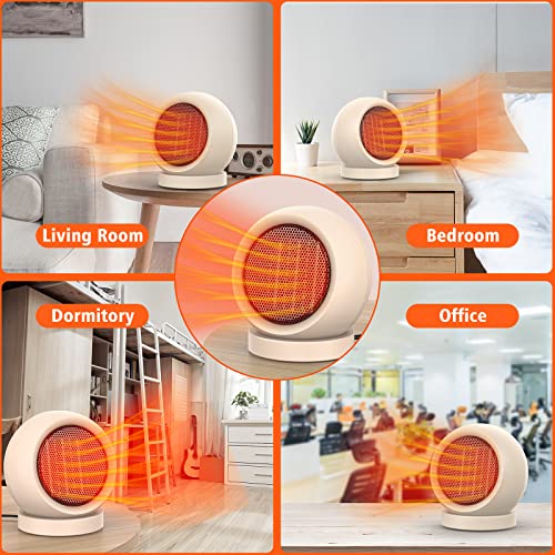 Portable PTC Ceramic Space Heater for Desktop, Bedroom and Office, Light Brown