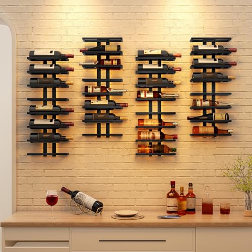 8-Tier Wall Mount Wine Rack - Metal Hanging Bottle Storage Organizer