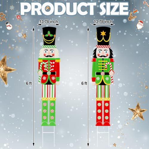 2 Pcs 6ft Large Metal Christmas Nutcracker Outdoor Decoration, Giant