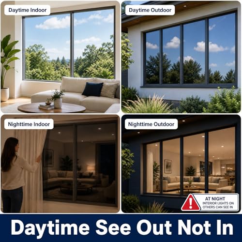 One Way Privacy Window Film | Heat Control Mirror Tint 17.5"x94.5"