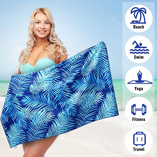 2-Pack Oversized Microfiber Beach Towels, 75" x 35" Quick-Dry Sand-Free