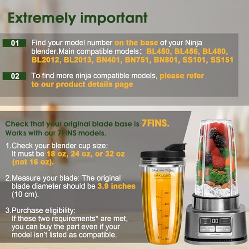 24oz Blender Replacement Cups with Leak-Proof Lids, 3-Pack BPA-Free Plastic