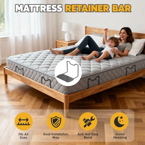 L-Shaped Mattress Slide Stopper Retainer Bars for Wooden Beds - 2 Pack