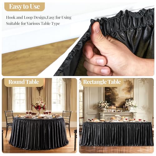 Wish Care 6ft Black Satin Rectangular Table Skirt for Classroom & Events - Size 72 x 30 Inches