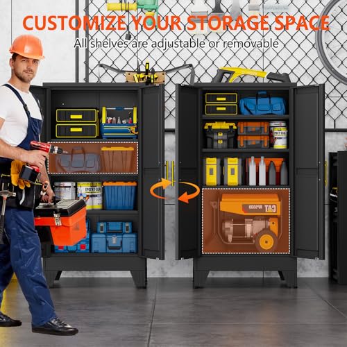 47.2-Inch Tall Metal Garage Storage Cabinet with Adjustable Shelves