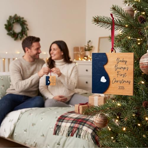 Baby Bump's First Christmas Wooden Ornament - Pregnancy Keepsake 2026