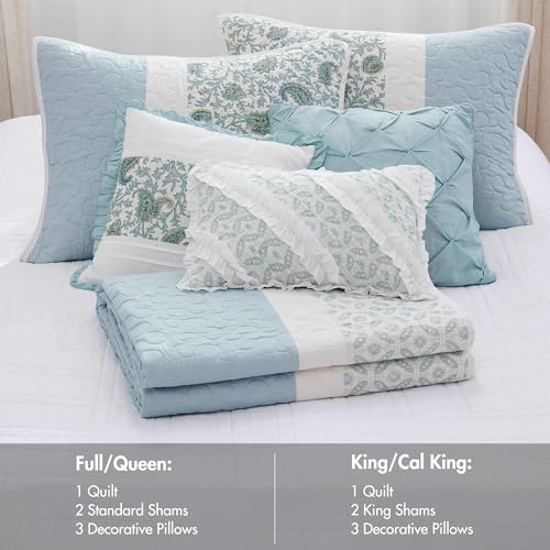 Madison Park 100% Cotton 6-Piece Coverlet Quilt Set, Full/Queen - Aqua