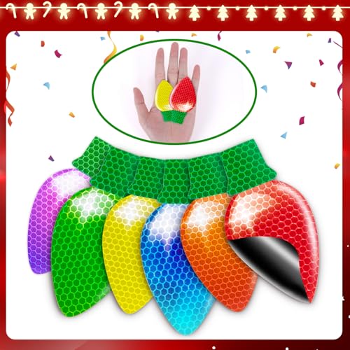 Bulb-Shaped 190PCS Christmas Car Refrigerator Magnets Reflective Holiday Decor