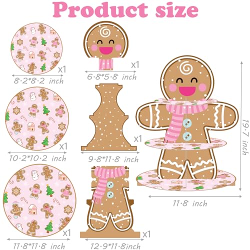 Gingerbread Man Cupcake Stand Christmas Party Decorations 3-Tier Dessert Tower
