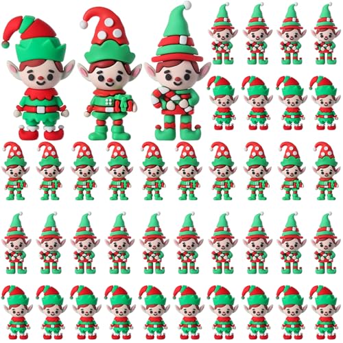 Christmas Mini Elf Figures Set of 30 Tiny Holiday Decorations - Smooth Style