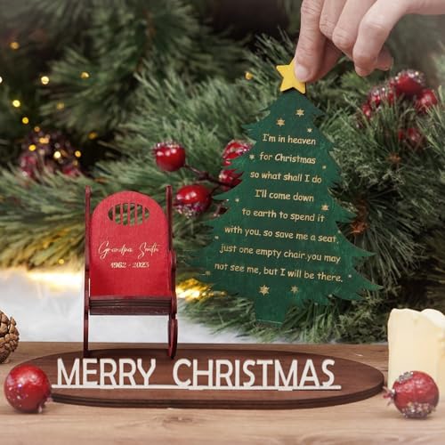 Wooden Memorial Candle Holder Sign with Rocking Chair - Sympathy Keepsake