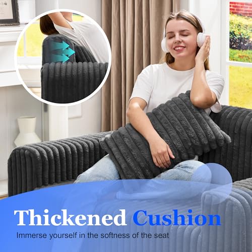 2-Seater Faux Fur Loveseat Sofa with Lumbar Pillows - Compact Foam Couch