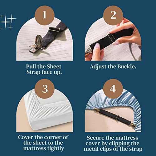 Adjustable Bed Sheet Holder Straps - Heavy Duty Mattress Clips (4 Pack)