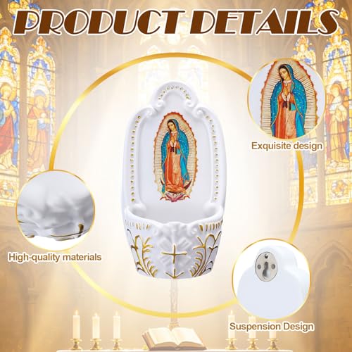 Our Lady of Guadalupe Holy Water Font - Resin Wall Mount Religious Decor