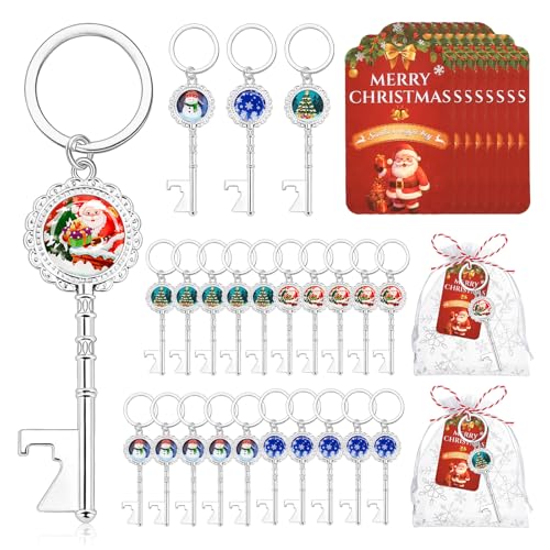 YKLIGTN Silver Christmas Bottle Opener Bulk Pack - Santa, Snowman & Tree Design
