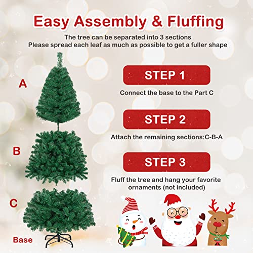 6ft Artificial Christmas Tree - 650 Lush Branch Tips & Metal Stand