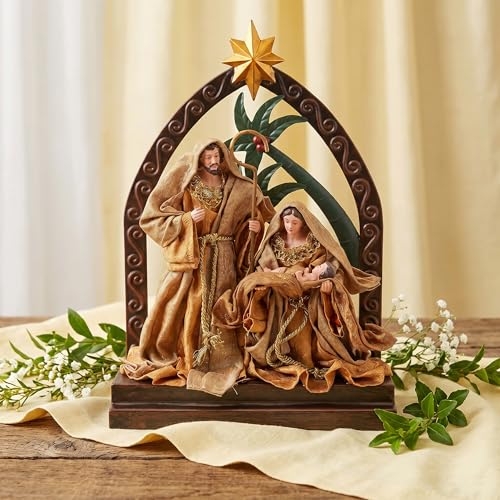 Resin Nativity Scene Set - 14.5" Holy Family Figurines for Holiday Decor