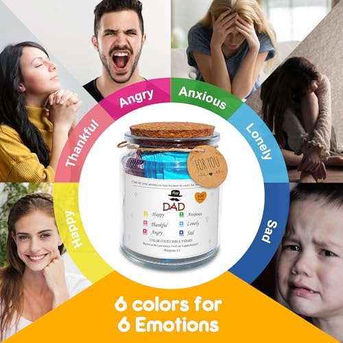 Dad Bible Verse Jar Gift Set – 108 Color-Coded Scriptures, Waterproof Double-Sided Cards