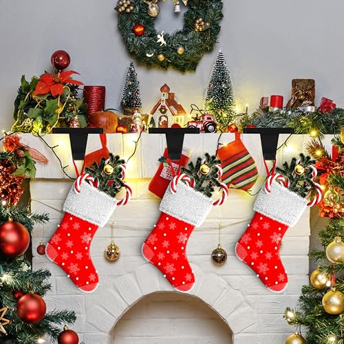 Black Metal Christmas Stocking Holders for Fireplace Mantel - 4 Pack