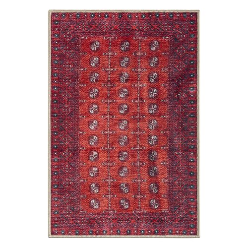 Vintage Washable Entryway Rug 2x3, Non-Slip Cotton Chenille Area Rug