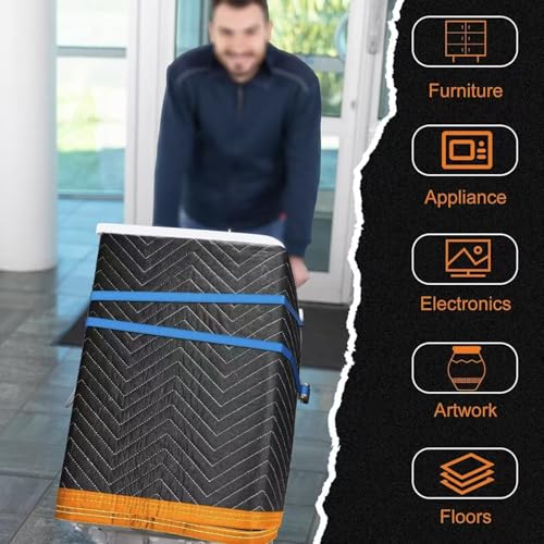 Heavy Duty Moving Blankets 80x72in - 2 Pack Padded Furniture Covers