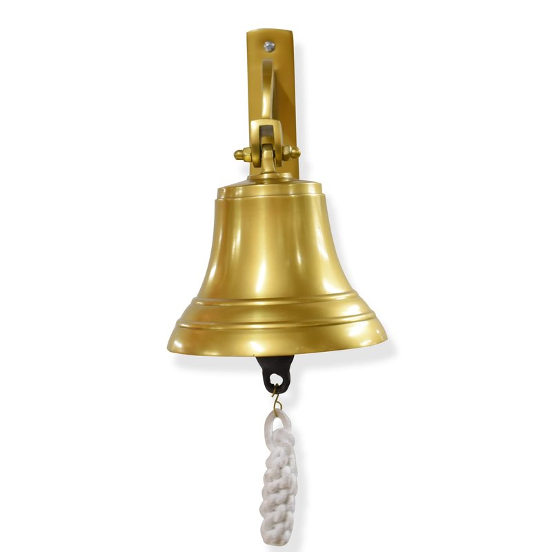 7" Sleigh Bell - Large Brass Ship Bell, Wall Mounted Hanging Nautical Dinner Christmas Service Craft Farmhouse Maritime Church Pirate House