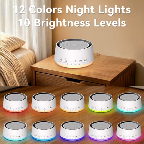 White Noise Sound Machine with 12-Color Night Light & 30 Soothing Sounds