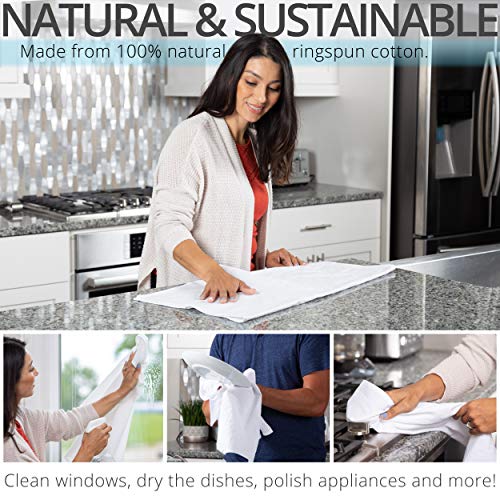 100% Cotton Flour Sack Kitchen Towels - Absorbent Dish Cloths, Set of 13