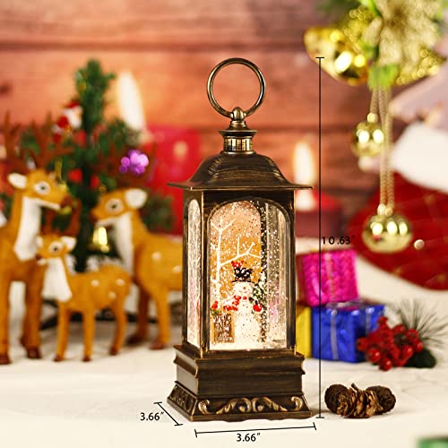 Musical Christmas Snow Globe Lantern with Swirling Glitter & 8 Songs