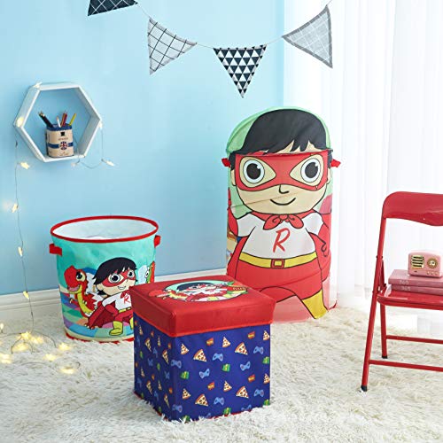 3-Piece Kids Collapsible Storage Set: Ottoman, Bin and Pop-Up Hamper