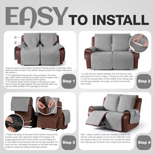 Waterproof Loveseat Recliner Cover - Non-Slip Furniture Protector