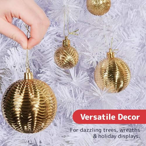 36-Piece Shatterproof Gold Christmas Ornament Set - Assorted Sizes & Finishes