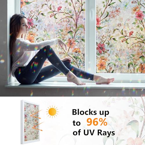 Stained Glass Window Privacy Film - 17.5" x 78.7" Static Cling