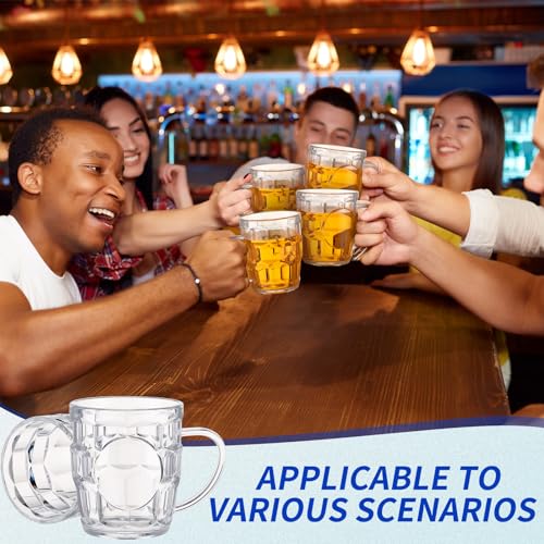 8 oz Plastic Beer Mugs with Handles, Reusable Dimpled Steins - 20 Pack