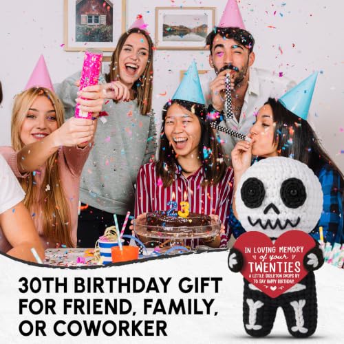 Handmade Crochet Skeleton 30th Birthday Gift - Funny Desk Decor