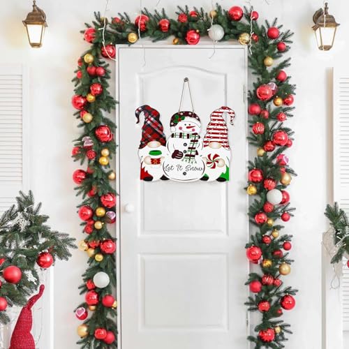 Reversible Thanksgiving & Christmas Door Sign Gnome Welcome Wall Decor